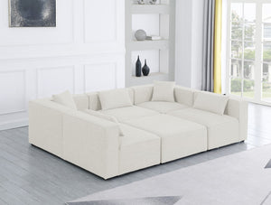 Cube Linen Textured Fabric / Engineered Wood / Foam Contemporary Cream Durable Linen Textured Modular Sectional - 108" W x 72" D x 26" H