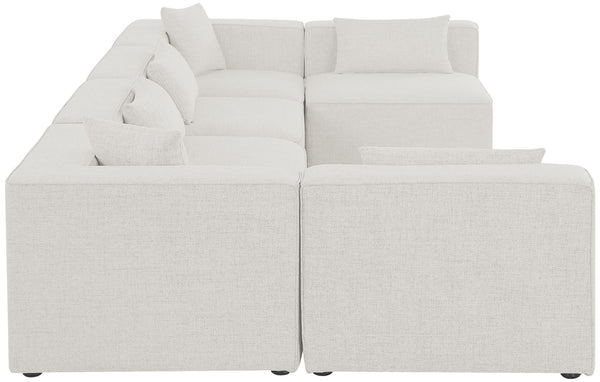 Cube Linen Textured Fabric / Engineered Wood / Foam Contemporary Cream Durable Linen Textured Modular Sectional - 144" W x 72" D x 26" H