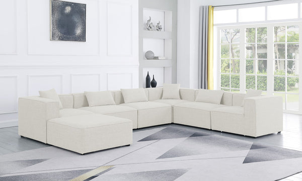 Cube Linen Textured Fabric / Engineered Wood / Foam Contemporary Cream Durable Linen Textured Modular Sectional - 144" W x 108" D x 26" H