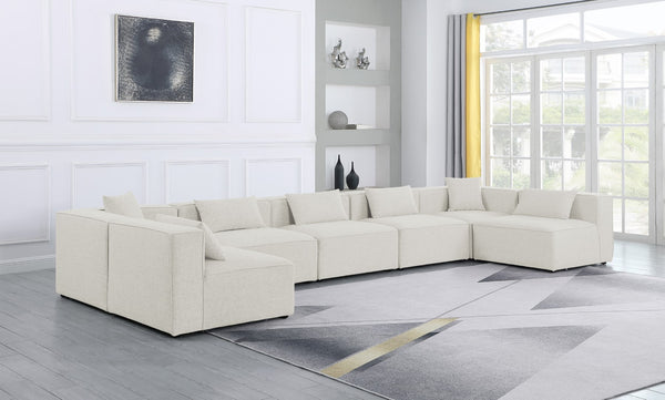Cube Linen Textured Fabric / Engineered Wood / Foam Contemporary Cream Durable Linen Textured Modular Sectional - 180" W x 72" D x 26" H
