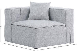 Cube Linen Textured Fabric / Engineered Wood / Foam Contemporary Grey Durable Linen Textured Corner - 36" W x 36" D x 26" H
