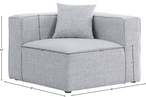 Cube Linen Textured Fabric / Engineered Wood / Foam Contemporary Grey Durable Linen Textured Corner - 36" W x 36" D x 26" H