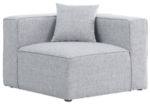Cube Linen Textured Fabric / Engineered Wood / Foam Contemporary Grey Durable Linen Textured Corner - 36" W x 36" D x 26" H
