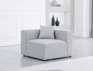 Cube Linen Textured Fabric / Engineered Wood / Foam Contemporary Grey Durable Linen Textured Corner - 36" W x 36" D x 26" H