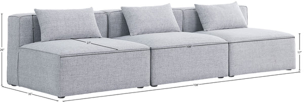 Cube Linen Textured Fabric / Engineered Wood / Foam Contemporary Grey Durable Linen Textured Modular Sofa - 108" W x 36" D x 26" H