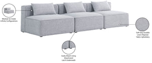 Cube Linen Textured Fabric / Engineered Wood / Foam Contemporary Grey Durable Linen Textured Modular Sofa - 108" W x 36" D x 26" H
