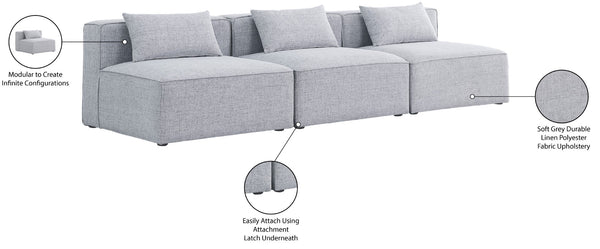 Cube Linen Textured Fabric / Engineered Wood / Foam Contemporary Grey Durable Linen Textured Modular Sofa - 108" W x 36" D x 26" H