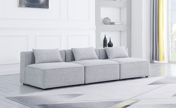 Cube Linen Textured Fabric / Engineered Wood / Foam Contemporary Grey Durable Linen Textured Modular Sofa - 108" W x 36" D x 26" H