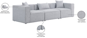 Cube Linen Textured Fabric / Engineered Wood / Foam Contemporary Grey Durable Linen Textured Modular Sofa - 108" W x 36" D x 26" H