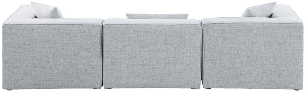 Cube Linen Textured Fabric / Engineered Wood / Foam Contemporary Grey Durable Linen Textured Modular Sofa - 108" W x 36" D x 26" H