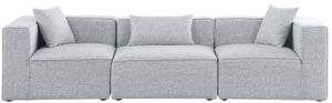 Cube Linen Textured Fabric / Engineered Wood / Foam Contemporary Grey Durable Linen Textured Modular Sofa - 108" W x 36" D x 26" H