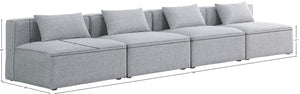 Cube Linen Textured Fabric / Engineered Wood / Foam Contemporary Grey Durable Linen Textured Modular Sofa - 144" W x 36" D x 26" H