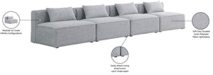Cube Linen Textured Fabric / Engineered Wood / Foam Contemporary Grey Durable Linen Textured Modular Sofa - 144" W x 36" D x 26" H