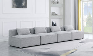 Cube Linen Textured Fabric / Engineered Wood / Foam Contemporary Grey Durable Linen Textured Modular Sofa - 144" W x 36" D x 26" H