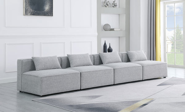 Cube Linen Textured Fabric / Engineered Wood / Foam Contemporary Grey Durable Linen Textured Modular Sofa - 144" W x 36" D x 26" H