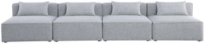 Cube Linen Textured Fabric / Engineered Wood / Foam Contemporary Grey Durable Linen Textured Modular Sofa - 144" W x 36" D x 26" H