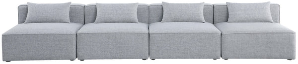 Cube Linen Textured Fabric / Engineered Wood / Foam Contemporary Grey Durable Linen Textured Modular Sofa - 144" W x 36" D x 26" H