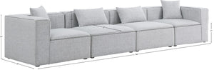 Cube Linen Textured Fabric / Engineered Wood / Foam Contemporary Grey Durable Linen Textured Modular Sofa - 144" W x 36" D x 26" H