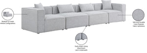 Cube Linen Textured Fabric / Engineered Wood / Foam Contemporary Grey Durable Linen Textured Modular Sofa - 144" W x 36" D x 26" H