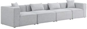 Cube Linen Textured Fabric / Engineered Wood / Foam Contemporary Grey Durable Linen Textured Modular Sofa - 144" W x 36" D x 26" H