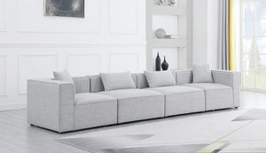 Cube Linen Textured Fabric / Engineered Wood / Foam Contemporary Grey Durable Linen Textured Modular Sofa - 144" W x 36" D x 26" H