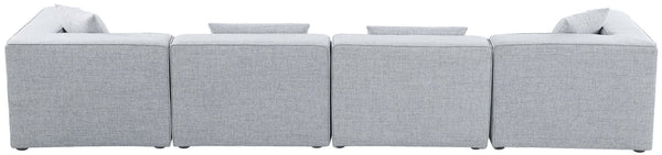 Cube Linen Textured Fabric / Engineered Wood / Foam Contemporary Grey Durable Linen Textured Modular Sofa - 144" W x 36" D x 26" H