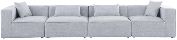 Cube Linen Textured Fabric / Engineered Wood / Foam Contemporary Grey Durable Linen Textured Modular Sofa - 144" W x 36" D x 26" H