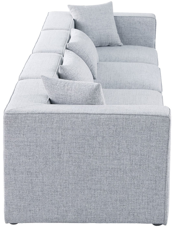 Cube Linen Textured Fabric / Engineered Wood / Foam Contemporary Grey Durable Linen Textured Modular Sofa - 144" W x 36" D x 26" H