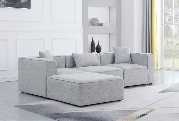 Cube Linen Textured Fabric / Engineered Wood / Foam Contemporary Grey Durable Linen Textured Modular Sectional - 108" W x 72" D x 26" H