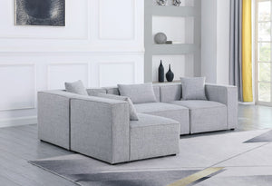 Cube Linen Textured Fabric / Engineered Wood / Foam Contemporary Grey Durable Linen Textured Modular Sectional - 108" W x 72" D x 26" H