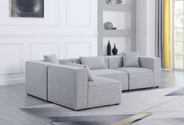 Cube Linen Textured Fabric / Engineered Wood / Foam Contemporary Grey Durable Linen Textured Modular Sectional - 108" W x 72" D x 26" H