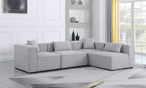 Cube Linen Textured Fabric / Engineered Wood / Foam Contemporary Grey Durable Linen Textured Modular Sectional - 108" W x 72" D x 26" H
