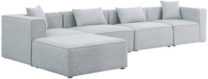 Cube Linen Textured Fabric / Engineered Wood / Foam Contemporary Grey Durable Linen Textured Modular Sectional - 144" W x 72" D x 26" H