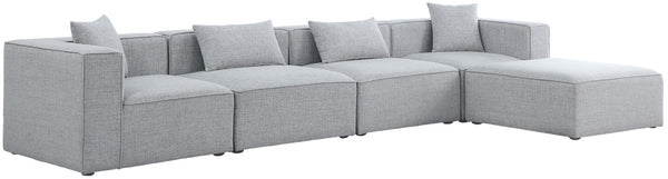 Cube Linen Textured Fabric / Engineered Wood / Foam Contemporary Grey Durable Linen Textured Modular Sectional - 144" W x 72" D x 26" H