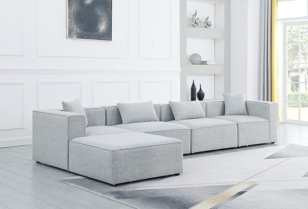 Cube Linen Textured Fabric / Engineered Wood / Foam Contemporary Grey Durable Linen Textured Modular Sectional - 144" W x 72" D x 26" H