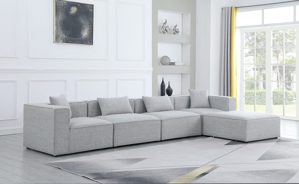 Cube Linen Textured Fabric / Engineered Wood / Foam Contemporary Grey Durable Linen Textured Modular Sectional - 144" W x 72" D x 26" H