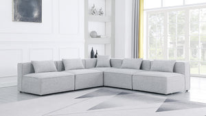 Cube Linen Textured Fabric / Engineered Wood / Foam Contemporary Grey Durable Linen Textured Modular Sectional - 108" W x 108" D x 26" H