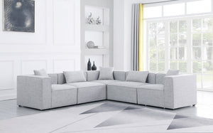 Cube Linen Textured Fabric / Engineered Wood / Foam Contemporary Grey Durable Linen Textured Modular Sectional - 108" W x 108" D x 26" H