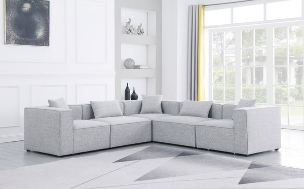 Cube Linen Textured Fabric / Engineered Wood / Foam Contemporary Grey Durable Linen Textured Modular Sectional - 108" W x 108" D x 26" H