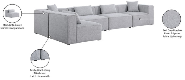 Cube Linen Textured Fabric / Engineered Wood / Foam Contemporary Grey Durable Linen Textured Modular Sectional - 144" W x 72" D x 26" H