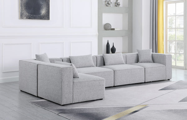 Cube Linen Textured Fabric / Engineered Wood / Foam Contemporary Grey Durable Linen Textured Modular Sectional - 144" W x 72" D x 26" H