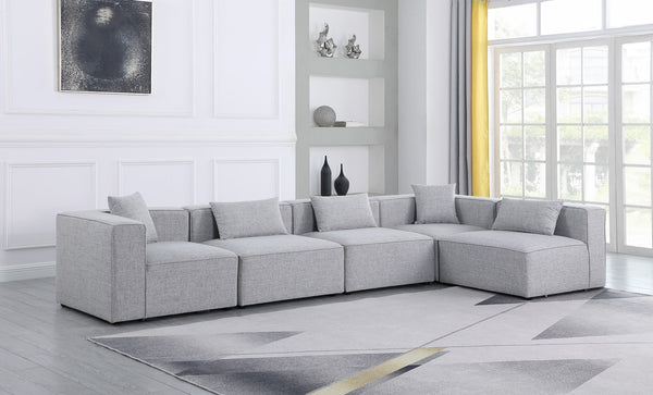 Cube Linen Textured Fabric / Engineered Wood / Foam Contemporary Grey Durable Linen Textured Modular Sectional - 144" W x 72" D x 26" H