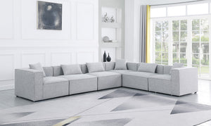 Cube Linen Textured Fabric / Engineered Wood / Foam Contemporary Grey Durable Linen Textured Modular Sectional - 144" W x 108" D x 26" H