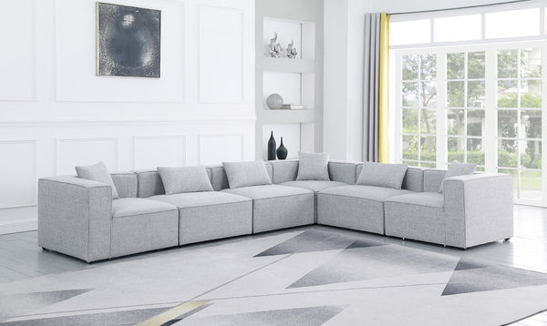 Cube Linen Textured Fabric / Engineered Wood / Foam Contemporary Grey Durable Linen Textured Modular Sectional - 144" W x 108" D x 26" H