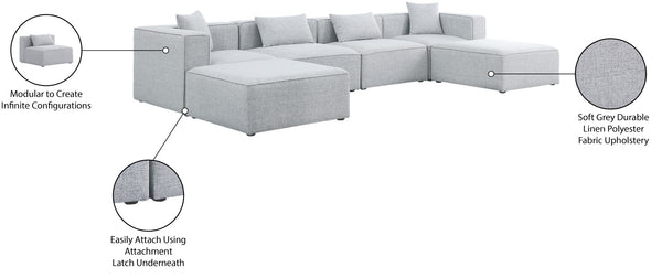 Cube Linen Textured Fabric / Engineered Wood / Foam Contemporary Grey Durable Linen Textured Modular Sectional - 144" W x 72" D x 26" H