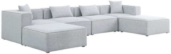 Cube Linen Textured Fabric / Engineered Wood / Foam Contemporary Grey Durable Linen Textured Modular Sectional - 144" W x 72" D x 26" H