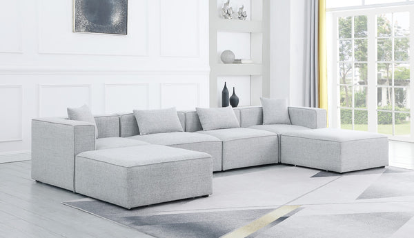 Cube Linen Textured Fabric / Engineered Wood / Foam Contemporary Grey Durable Linen Textured Modular Sectional - 144" W x 72" D x 26" H