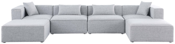 Cube Linen Textured Fabric / Engineered Wood / Foam Contemporary Grey Durable Linen Textured Modular Sectional - 144" W x 72" D x 26" H