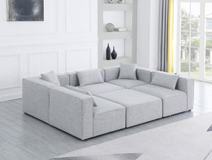 Cube Linen Textured Fabric / Engineered Wood / Foam Contemporary Grey Durable Linen Textured Modular Sectional - 108" W x 72" D x 26" H
