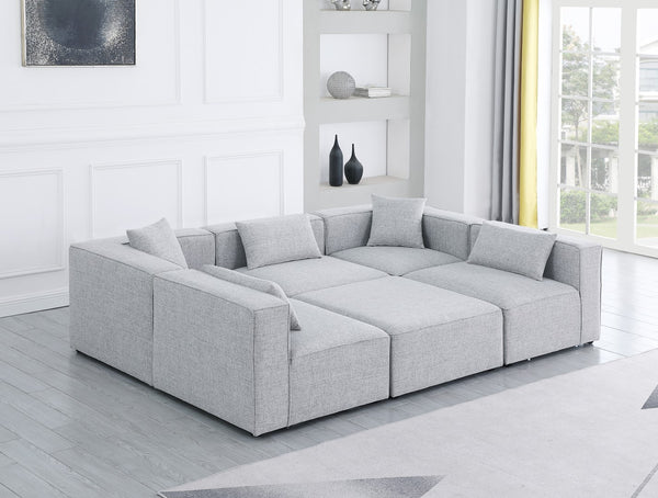 Cube Linen Textured Fabric / Engineered Wood / Foam Contemporary Grey Durable Linen Textured Modular Sectional - 108" W x 72" D x 26" H